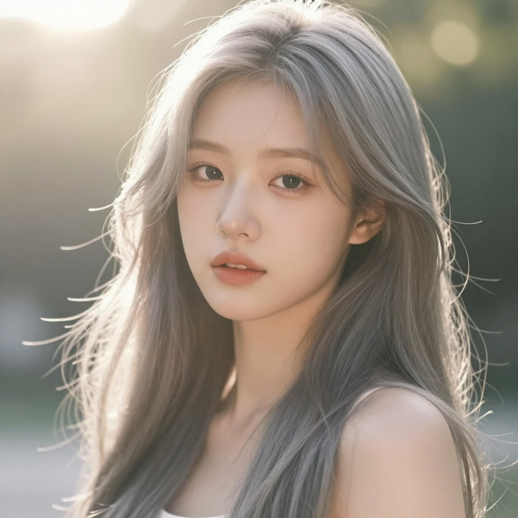 AI Image Generator - Z-Image Turbo: Stunning photorealistic portrait of a beautiful 22-year-old Korean girl with long, flo...